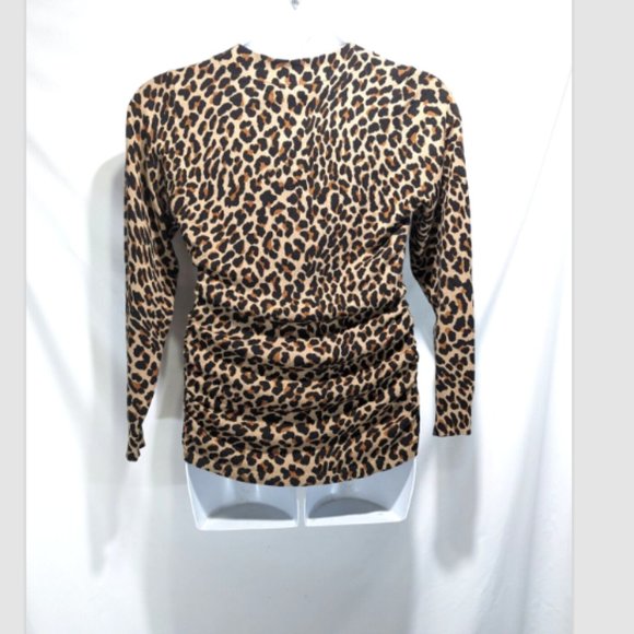 NEW Lane Bryant Cheetah Print Long Sleeve Ruched Sides V-Neck Sweater 14/16 - Picture 2 of 3